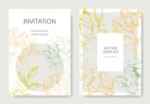 Vector Pink and yellow peony flower. Engraved ink art. Wedding background. Thank you, rsvp, invitation elegant card set.