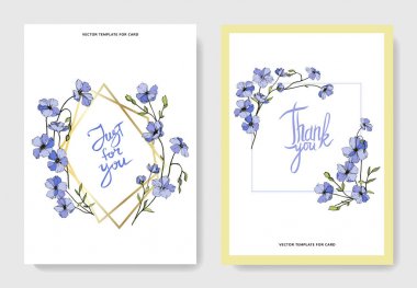 Keten illüstrasyonlu vektör düğün davetiyesi kartları şablonları. 