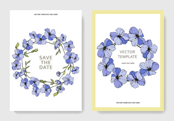 Vector Wedding Invitation Cards Templates Flax Illustration — Stock Vector