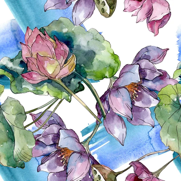 Лотос Квіткові Ботанічні Квіти Дикий Весняний Лист Дикої Квітки Набір — стокове фото