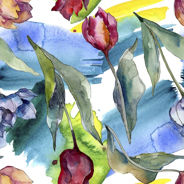 Botanische Tulpenblüten Wildes Frühlingsblatt Wildblume Isoliert Aquarell Illustrationsset Vorhanden Aquarell — Stockfoto