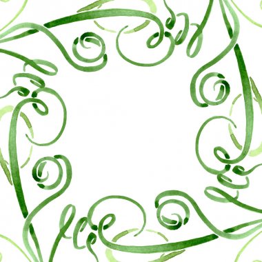 Green succulent floral botanical flowers. Watercolor background illustration set. Frame border ornament square. clipart
