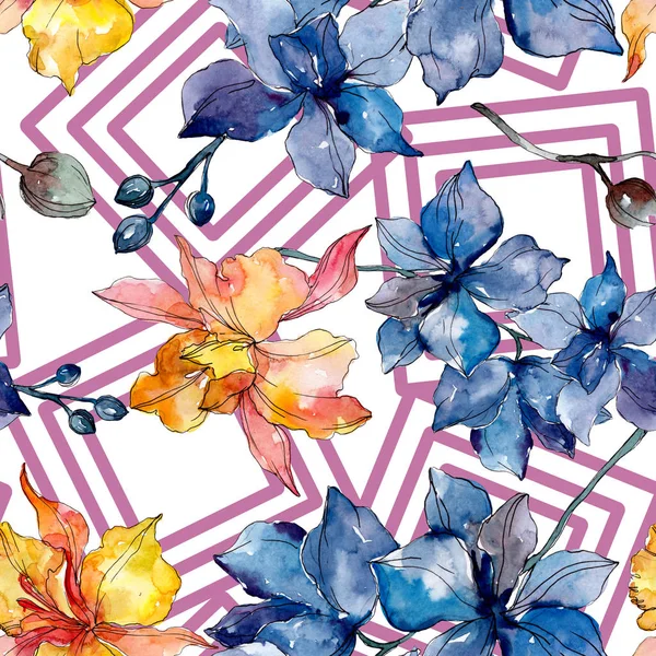 Ορχιδέα Φλοράλ Βοτανικών Λουλουδιών Άγριο Λουλούδι Φύλλων Ελατηρίου Σετ Εικονογράφησης — Φωτογραφία Αρχείου