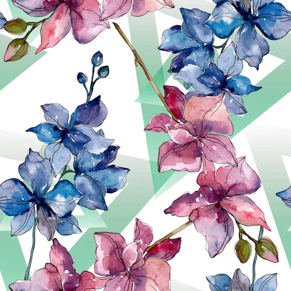 Orkidé Blommiga Botaniska Blommor Wild Spring Leaf Wildflower Akvarell Illustration — Stockfoto
