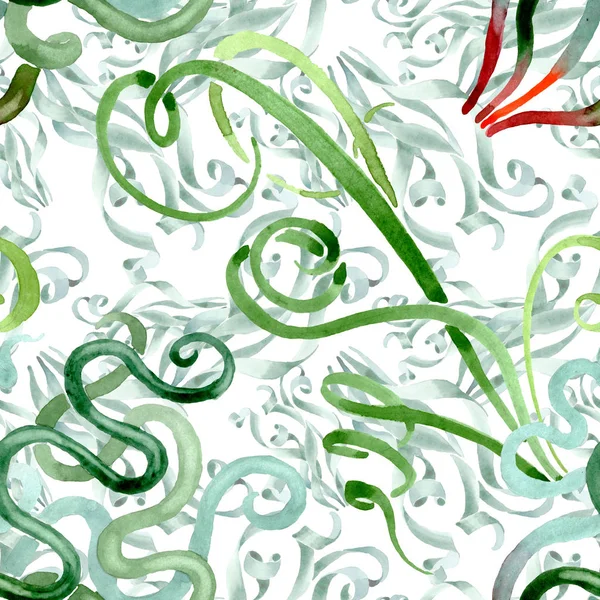 Grønne saftige blomster botaniske blomster. Akvarel baggrund illustration sæt. Problemfri baggrund mønster . - Stock-foto