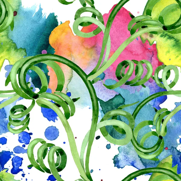 Flores botânicas florais suculentas verdes. Conjunto de ilustração de fundo aquarela. Padrão de fundo sem costura . — Fotografia de Stock