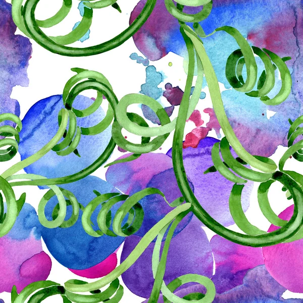 Gröna saftiga blommiga botaniska blommor. Akvarell bakgrund illustration uppsättning. Sömlöst bakgrundsmönster. — Stockfoto