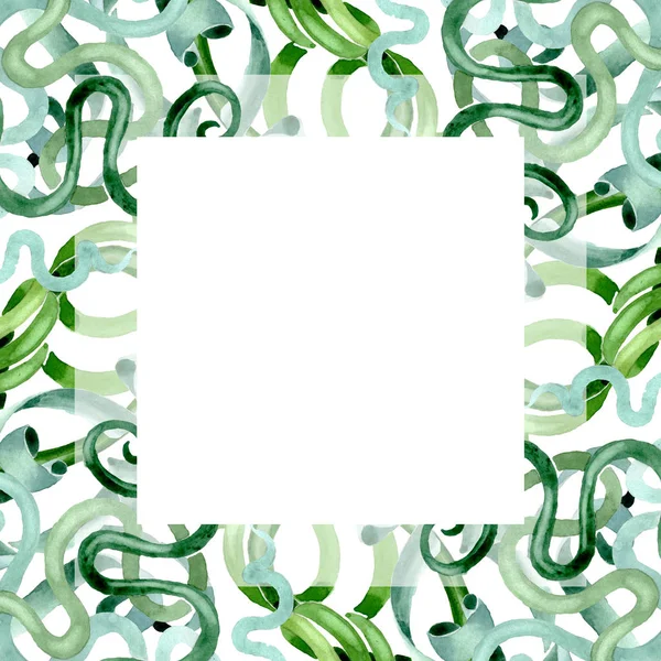 Grüne sukkulente botanische Blumen. Aquarell Hintergrundillustration Set. Rahmen Rand Ornament Quadrat. — Stockfoto