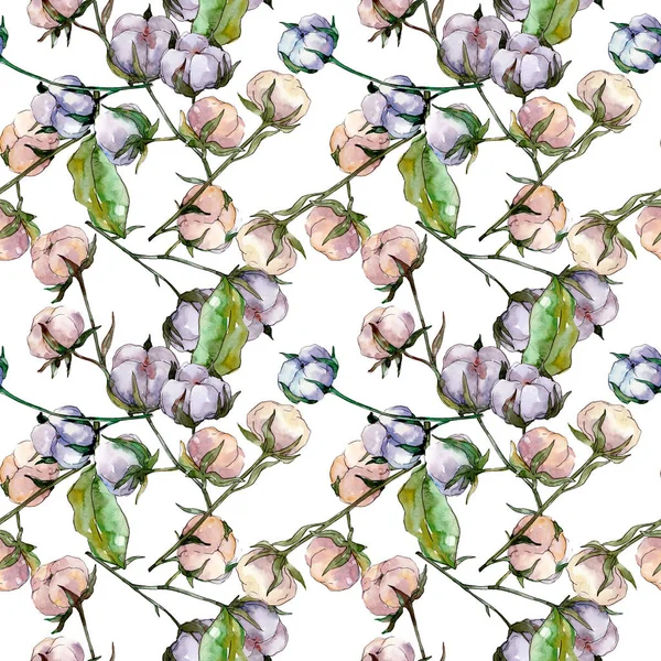 Fleur Botanique Florale Coton Feuille Printemps Sauvage Fleur Sauvage Ensemble — Photo