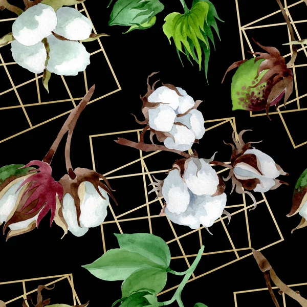 Vit Bomull Blommig Botanisk Blomma Wild Spring Leaf Wildflower Akvarell — Stockfoto