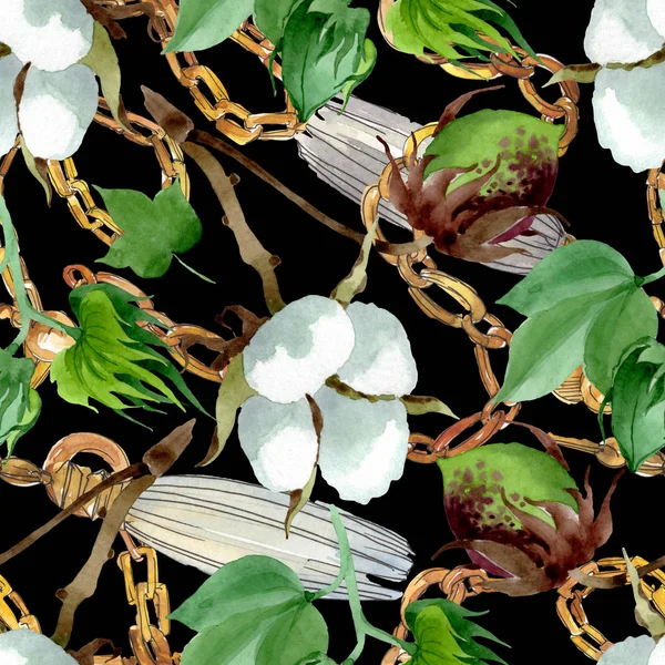 Цветок Белого Хлопка Дикий Весенний Цветок Набор Акварельных Рисунков Акварель — стоковое фото