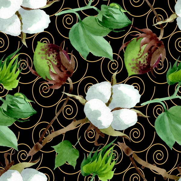 Flor Botânica Floral Algodão Branco Folha Selvagem Primavera Wildflower Conjunto — Fotografia de Stock