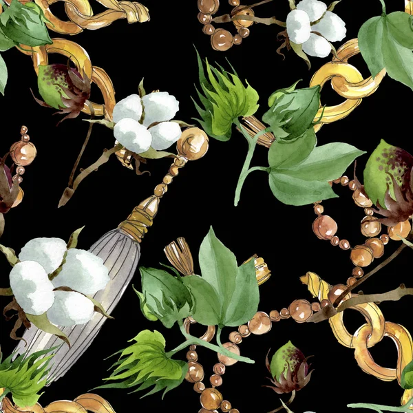 Botanische Blume Aus Weißer Baumwolle Wilde Frühlingsblume Aquarell Illustrationsset Vorhanden — Stockfoto