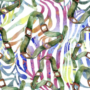 Zincir ve deri kemer kroki moda glamour illüstrasyon bir suluboya tarzı. Suluboya çizim moda aquarelle.