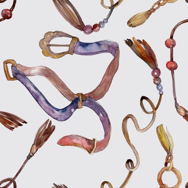 Kemerler kroki moda glamour illüstrasyon. Giysi aksesuarları trendy kıyafet ayarlayın. Suluboya arka plan illüstrasyon seti. Suluboya çizim moda aquarelle. İzole kemerler elemanı.