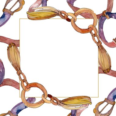 Kemerler kroki moda glamour illüstrasyon. Giysi aksesuarları trendy kıyafet ayarlayın. Suluboya arka plan illüstrasyon seti. Suluboya çizim moda aquarelle. İzole kemerler elemanı.