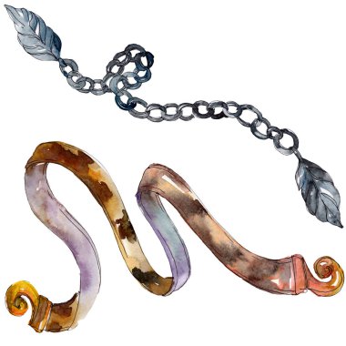 Giysi ve trendy moda aksesuarları illüstrasyon beyaz izole ayarlayın