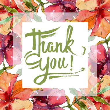 Egzotik tropikal Hawaii yaz. Suluboya arka plan illüstrasyon seti. Çerçeve kenarlık süs karesi.