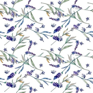 Lavender floral botanical flowers. Watercolor background illustration set. Seamless background pattern. clipart