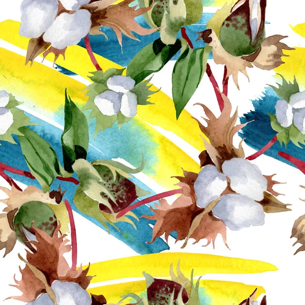 Хлопок Цветочные Ботанические Цветы Дикий Весенний Цветок Набор Акварельных Рисунков — стоковое фото