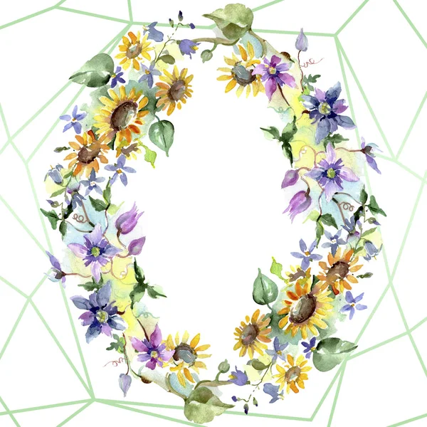 Букет Соняшниками Квіткові Ботанічні Квіти Дикий Весняний Лист Дикої Квітки — стокове фото