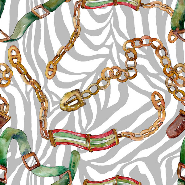 Цепь и кожаный ремень рисунок моды гламур иллюстрации в акварельном стиле. Акварель акварель
.