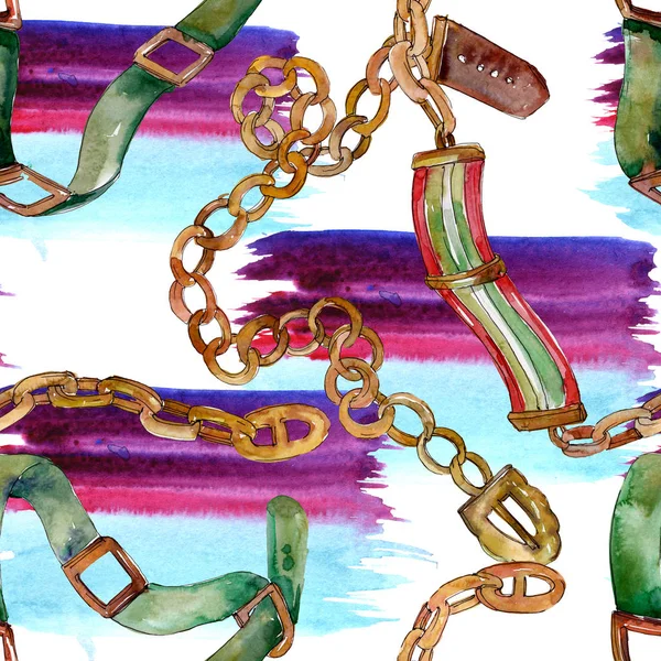 Chain Leather Belt Sketch Fashion Glamour Illustration Watercolor Style Watercolour — Stock Photo, Image