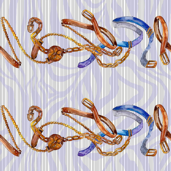 Ремни и цепи моды гламурная иллюстрация. Набор акварелей
. 