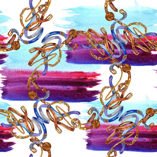 Ремни и цепи моды гламурная иллюстрация. Набор акварелей
. 