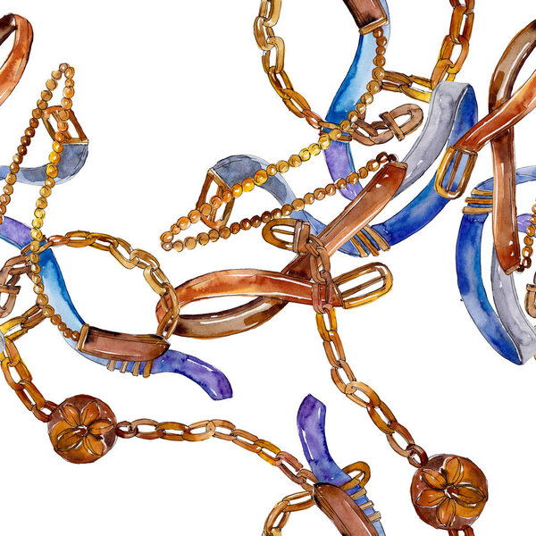 Ремни и цепи моды гламурная иллюстрация. Набор акварелей
. 