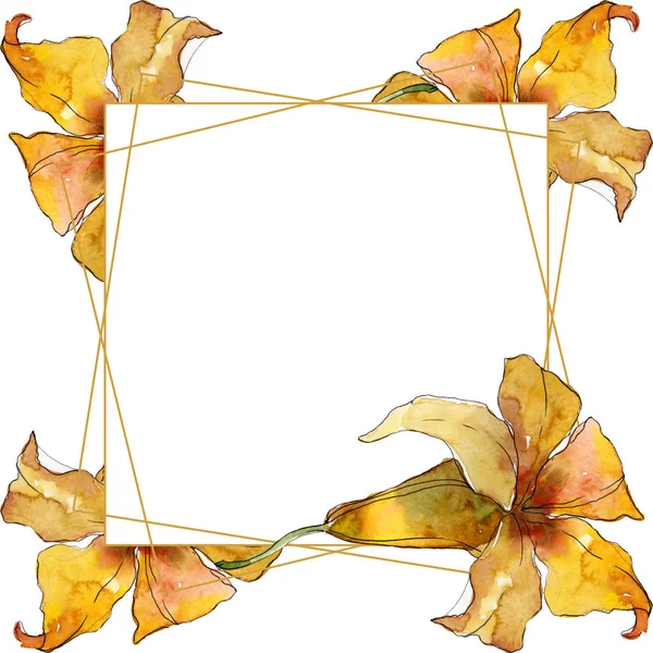 Exotic tropical hawaiian summer. Watercolor background illustration set. Frame border ornament square.