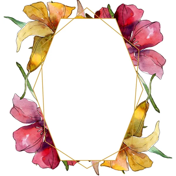 Exotic tropical hawaiian summer. Watercolor background illustration set. Frame border ornament square. — Stock Photo, Image