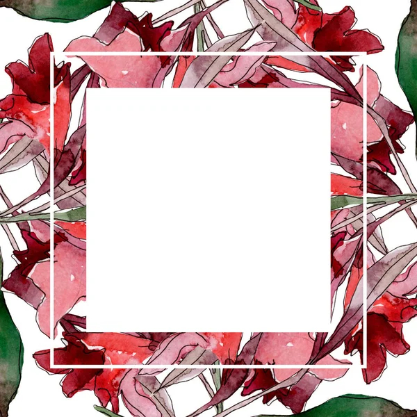 Exotic tropical hawaiian summer. Palm beach tree leaves jungle botanical. Watercolor background illustration set. Watercolour drawing fashion aquarelle isolated. Frame border ornament square.