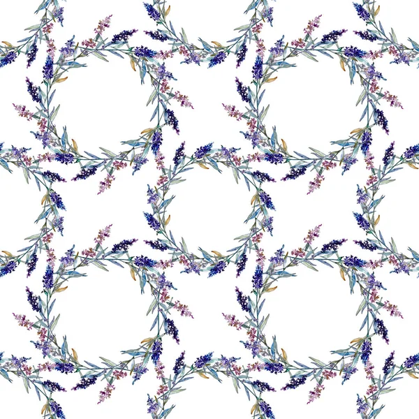 Lavender floral botanical flowers. Watercolor background illustration set. Seamless background pattern.