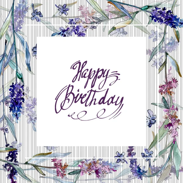 Lavender floral botanical flowers. Watercolor background illustration set. Frame border ornament square.