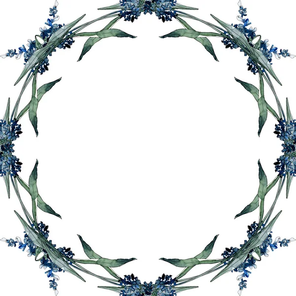Fiori botanici floreali di lavanda. Acquerello sfondo illustrazione set. Quadrato ornamento bordo cornice . — Foto Stock