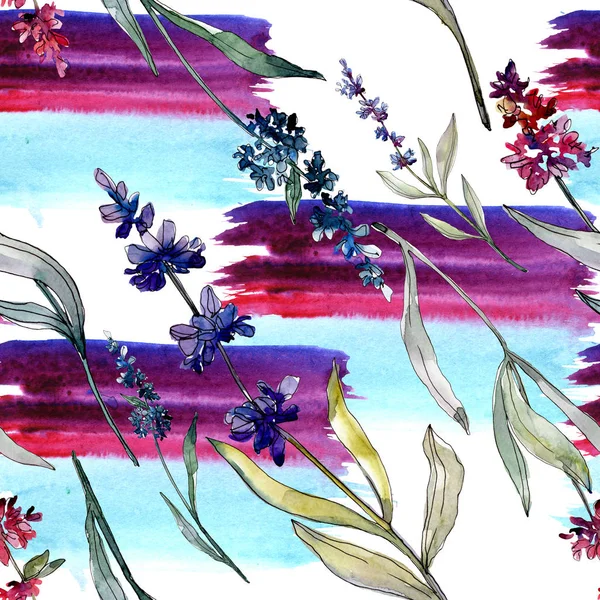 Lavender floral botanical flowers. Watercolor background illustration set. Seamless background pattern.
