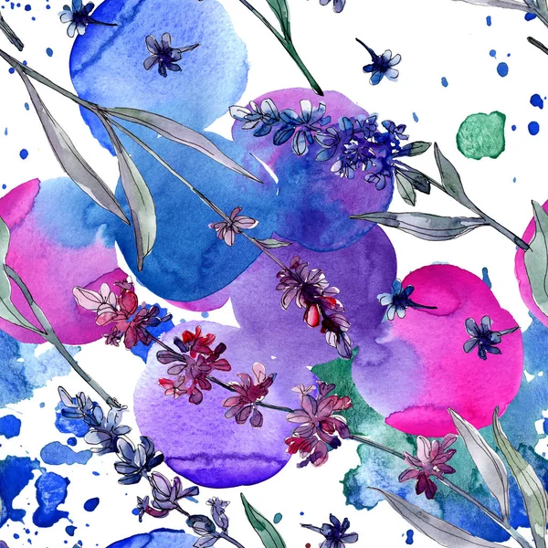 라벤더 꽃입니다 야생화입니다 수채화 일러스트 세트입니다 수채화 그리기 아쿠아렐 원활한 — 스톡 사진