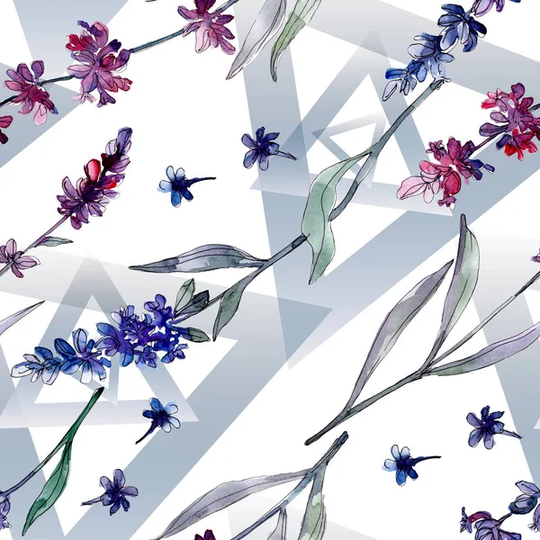 Lavender floral botanical flowers. Wild spring leaf wildflower. Watercolor illustration set. Watercolour drawing fashion aquarelle. Seamless background pattern. Fabric wallpaper print texture.