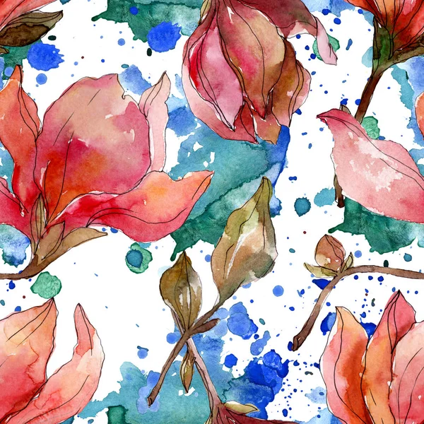 Camelia floral botanical flowers. Watercolor background illustration set. Seamless background pattern. — Stock Photo, Image