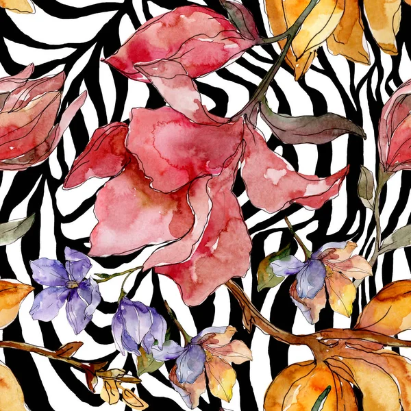 Λουλουδένια λουλούδια. Σύνολο εικονογράφησης φόντου. Ομαλή μοτίβο φόντου. — Φωτογραφία Αρχείου