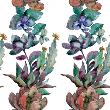 Sulu çiçek botanik çiçekleri. Yabani bahar yaprağı kır çiçeği. Suluboya illüstrasyon seti. Suluboya çizim moda aquarelle. Kusursuz arka plan deseni. Kumaş duvar kağıdı baskı doku.