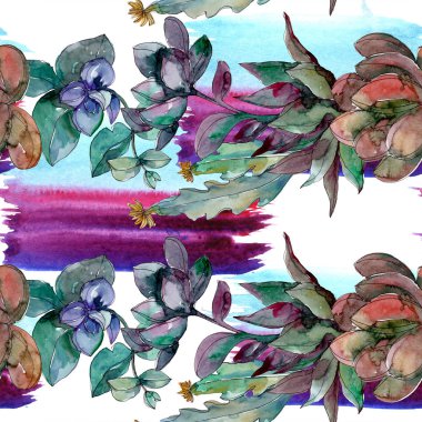 Sulu çiçek botanik çiçekleri. Yabani bahar yaprağı kır çiçeği. Suluboya illüstrasyon seti. Suluboya çizim moda aquarelle. Kusursuz arka plan deseni. Kumaş duvar kağıdı baskı doku.