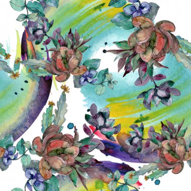 Sulu çiçek botanik çiçekleri. Yabani bahar yaprağı kır çiçeği. Suluboya illüstrasyon seti. Suluboya çizim moda aquarelle. Kusursuz arka plan deseni. Kumaş duvar kağıdı baskı doku.