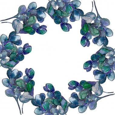 Sulu çiçek botanik çiçekleri. Yabani bahar yaprağı kır çiçeği izole. Suluboya arka plan illüstrasyon seti. Suluboya çizim moda aquarelle izole. Çerçeve kenarlık süs karesi.