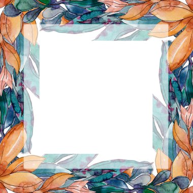 Sulu çiçek botanik çiçekleri. Yabani bahar yaprağı kır çiçeği izole. Suluboya arka plan illüstrasyon seti. Suluboya çizim moda aquarelle izole. Çerçeve kenarlık süs karesi.