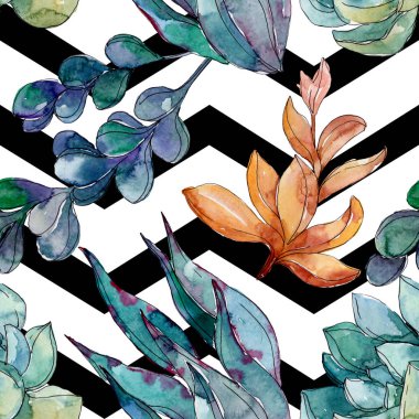 Sulu çiçek botanik çiçekleri. Yabani bahar yaprağı kır çiçeği. Suluboya illüstrasyon seti. Suluboya çizim moda aquarelle. Kusursuz arka plan deseni. Kumaş duvar kağıdı baskı doku.