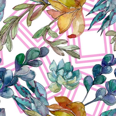 Sulu çiçek botanik çiçekleri. Yabani bahar yaprağı kır çiçeği. Suluboya illüstrasyon seti. Suluboya çizim moda aquarelle. Kusursuz arka plan deseni. Kumaş duvar kağıdı baskı doku.