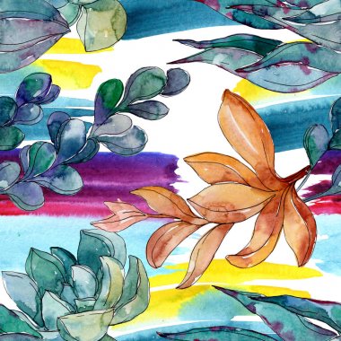 Sulu çiçek botanik çiçekleri. Yabani bahar yaprağı kır çiçeği. Suluboya illüstrasyon seti. Suluboya çizim moda aquarelle. Kusursuz arka plan deseni. Kumaş duvar kağıdı baskı doku.