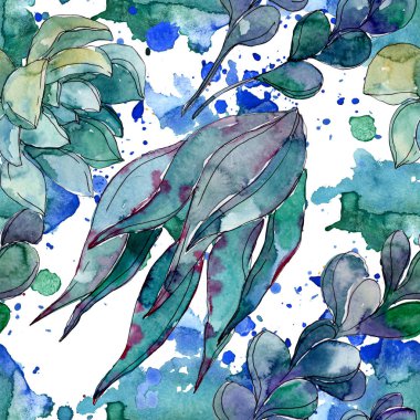 Sulu çiçek botanik çiçekleri. Yabani bahar yaprağı kır çiçeği. Suluboya illüstrasyon seti. Suluboya çizim moda aquarelle. Kusursuz arka plan deseni. Kumaş duvar kağıdı baskı doku.